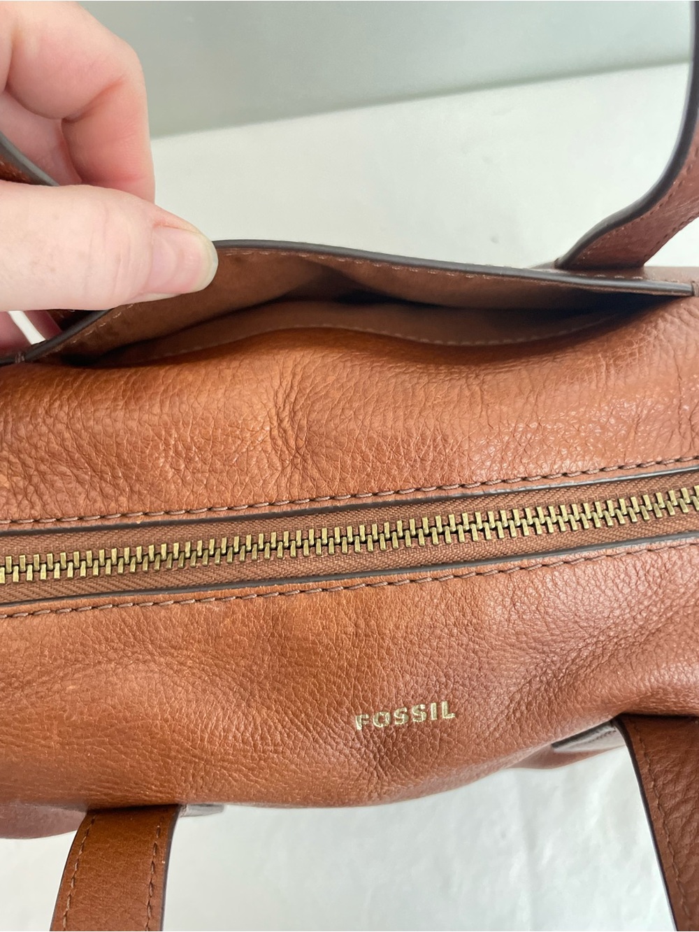 Fossil Sydney Leather Satchel Bag – Medium Brown - Picture 8 of 13